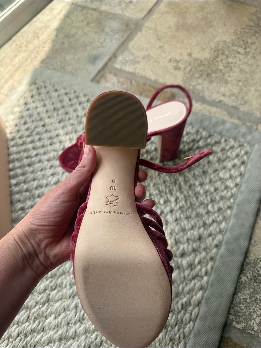 Loeffler Randall Velvet Knot Slingback Sandals in Wine Red - Picture 3 of 4